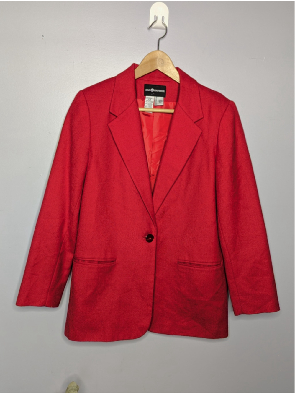 Vintage Sag Harbor Red Wool Blazer Jacket | Woolmark 100% Pure New Wool Size 10